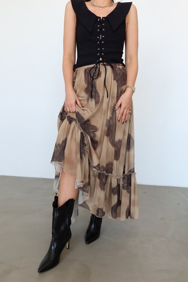 Desenli Şifon Etek