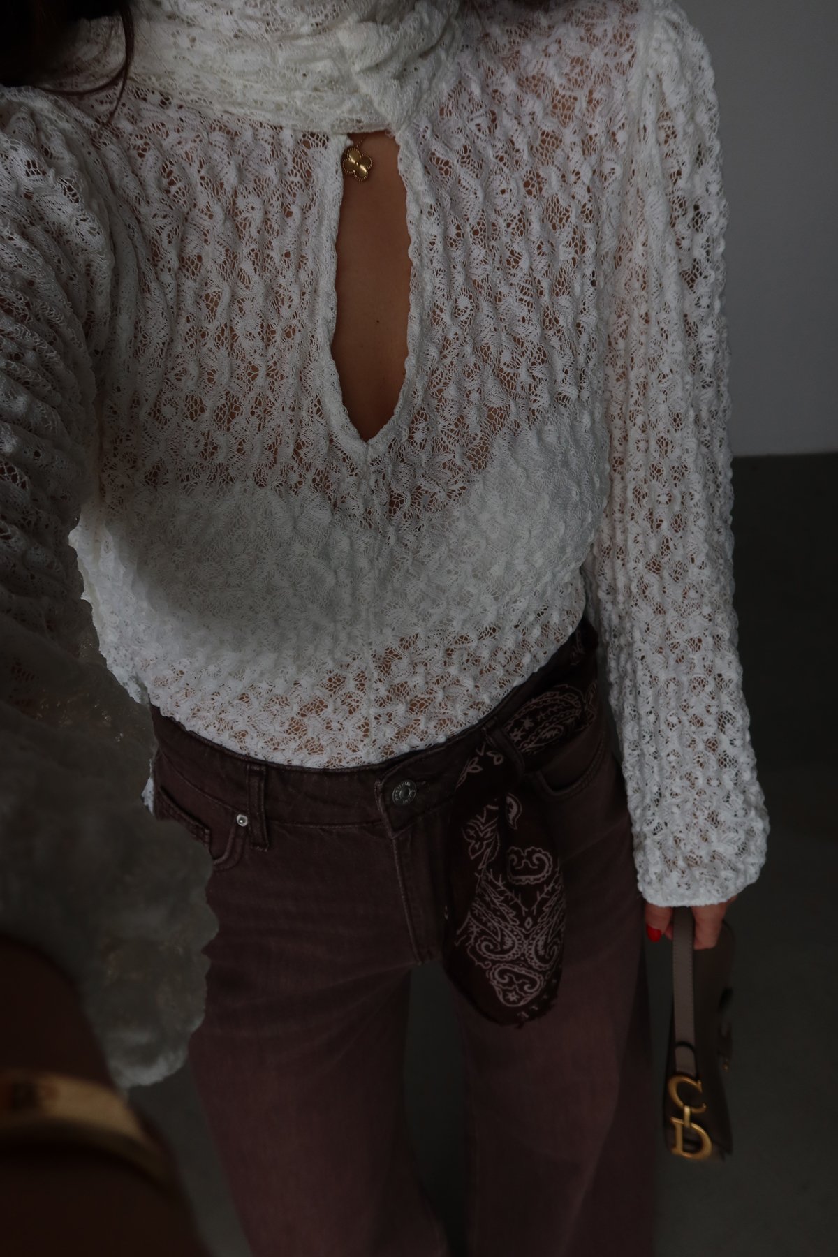 Bağlamalı Dantel Bluz