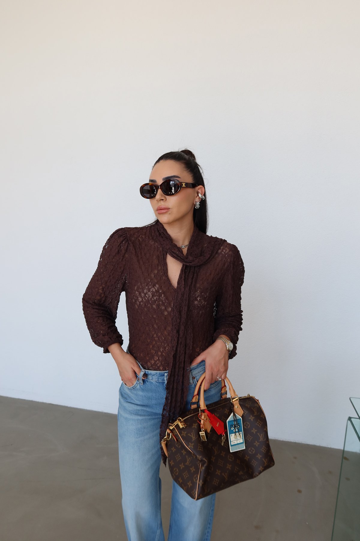 Bağlamalı Dantel Bluz