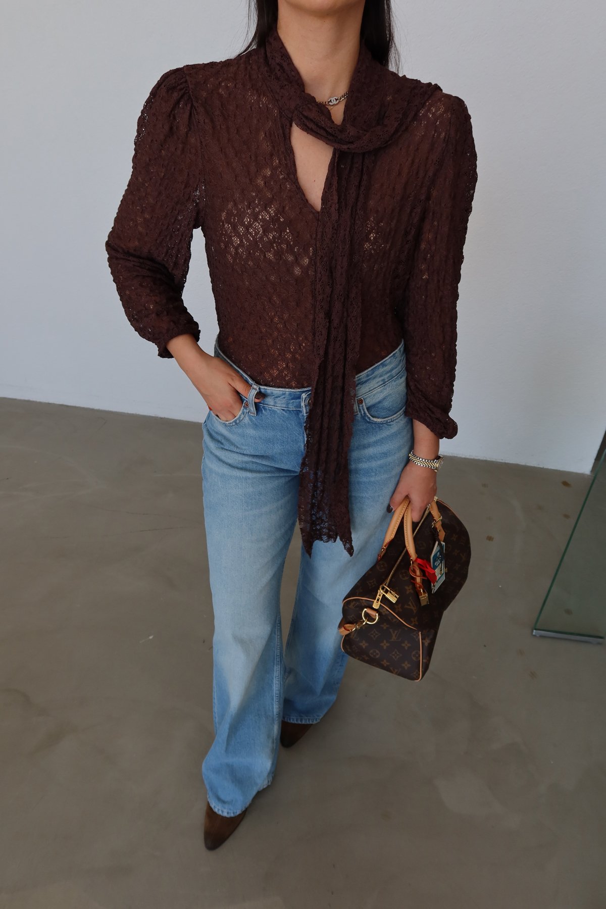 Bağlamalı Dantel Bluz