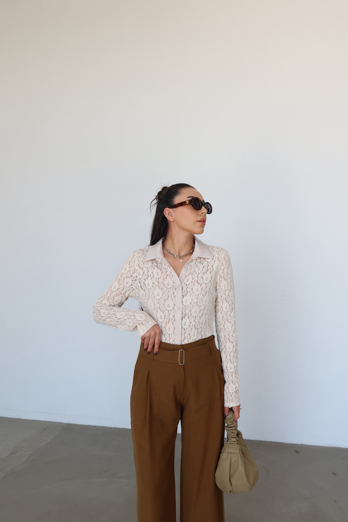 Saten Garnili Dantel Gömlek