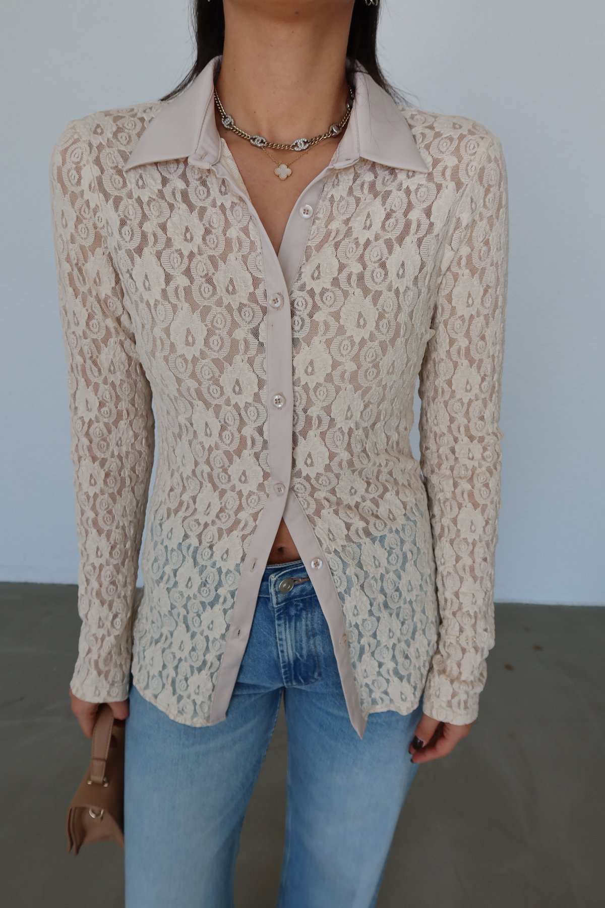 Saten Garnili Dantel Gömlek