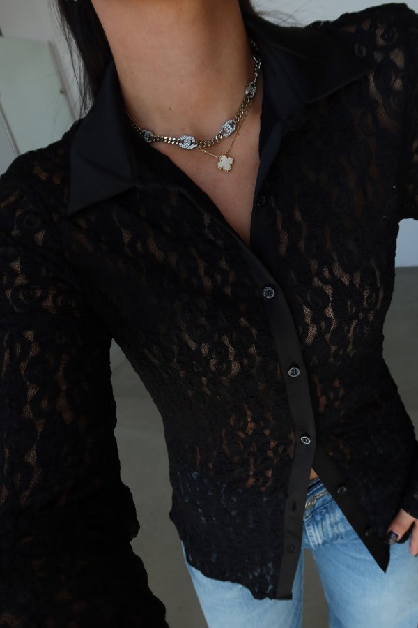 Saten Garnili Dantel Gömlek