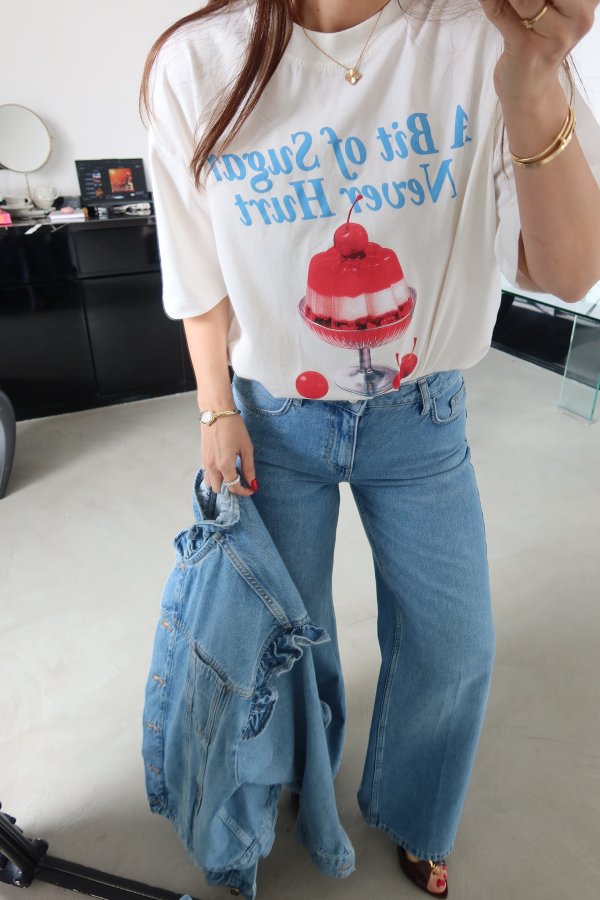 Yazı Ve Meyve Baskılı Tişört