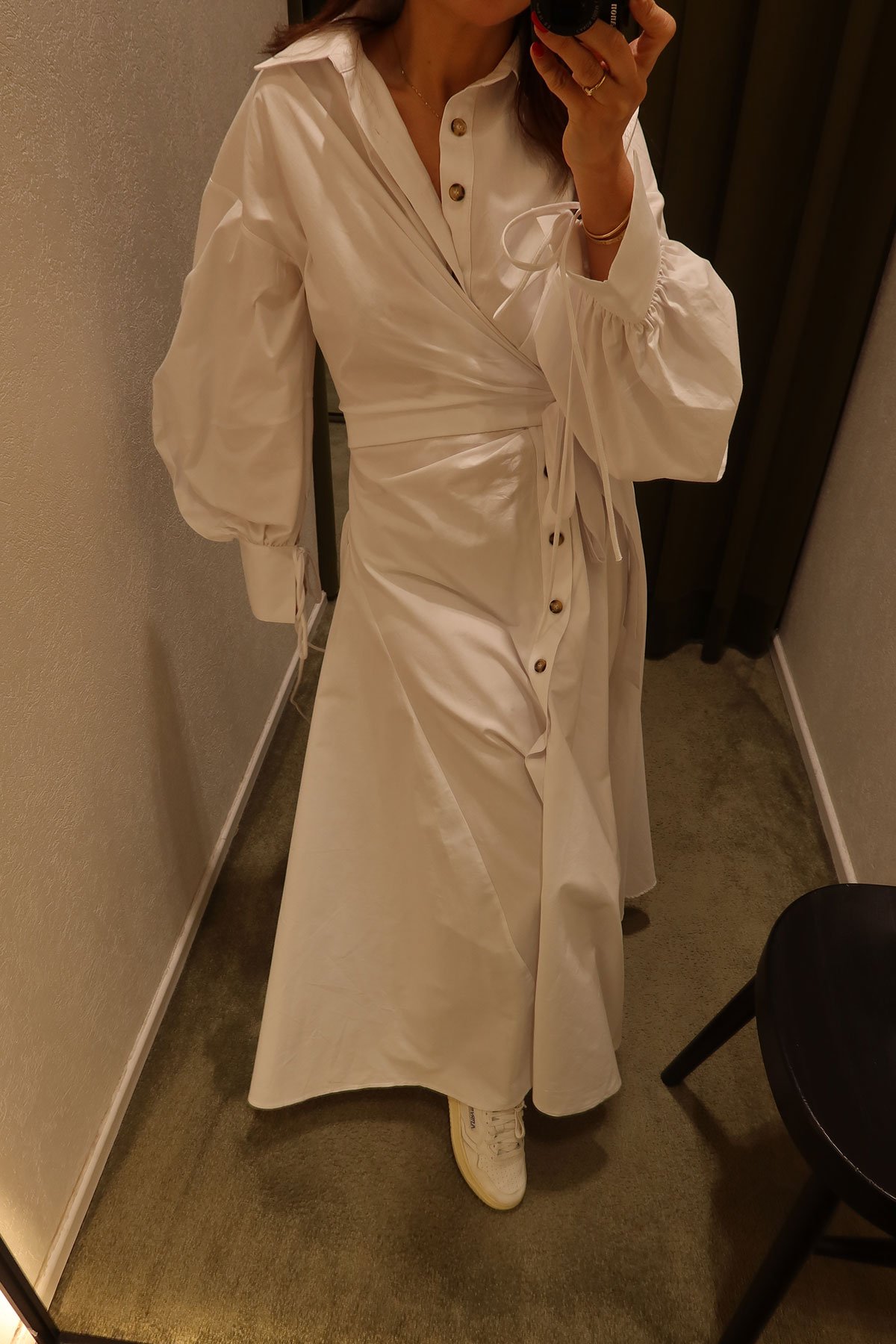 Belden Bağlamalı Tasarım Maksi Elbise