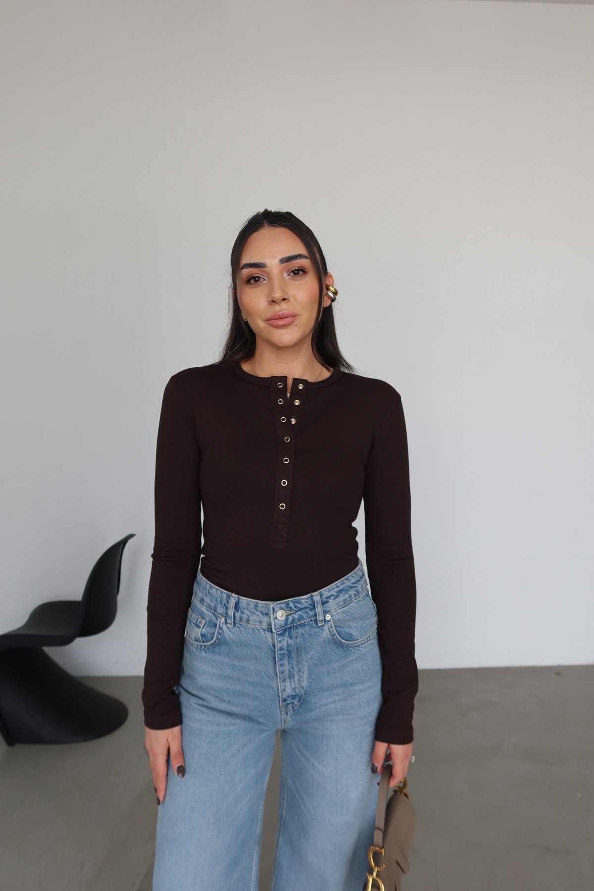 Çıtçıtlı Uzun Kollu Bluz