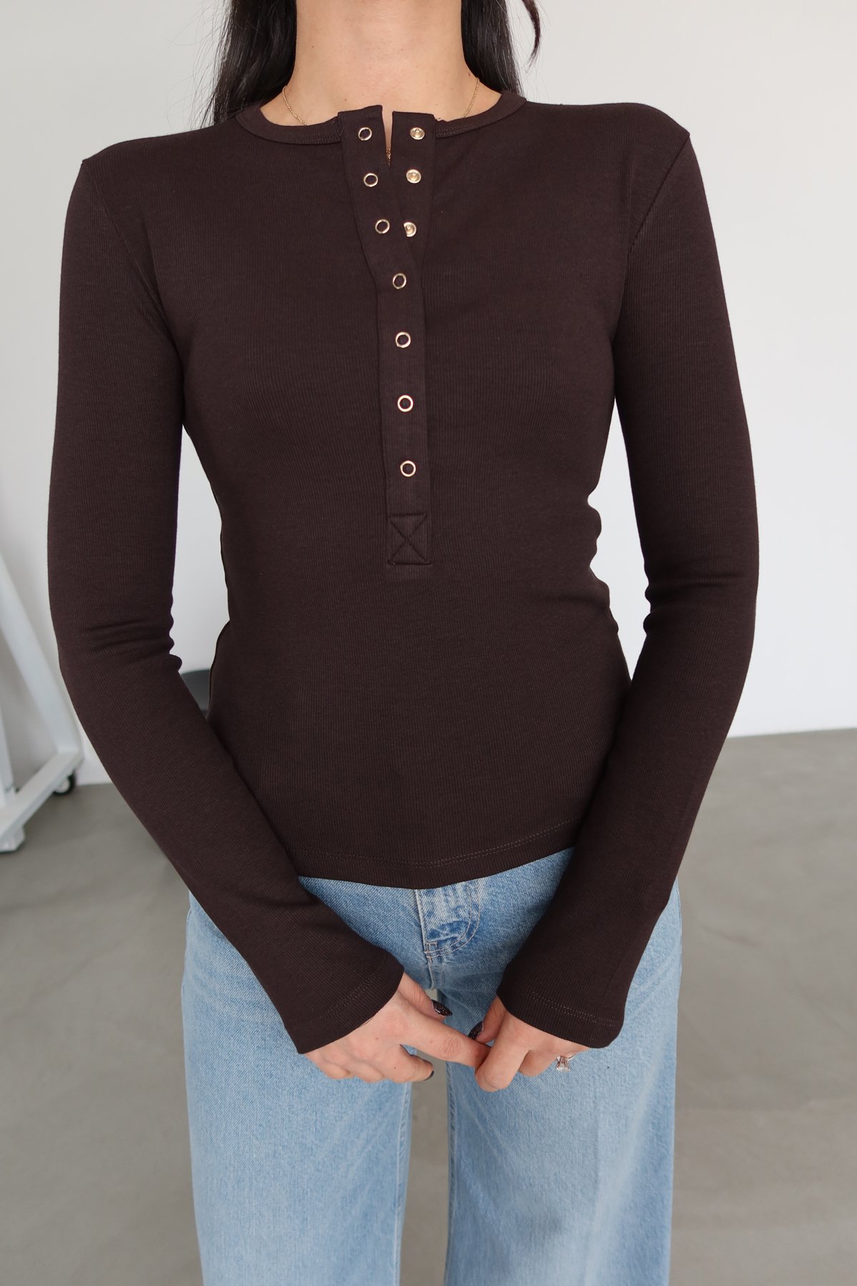 Çıtçıtlı Uzun Kollu Bluz