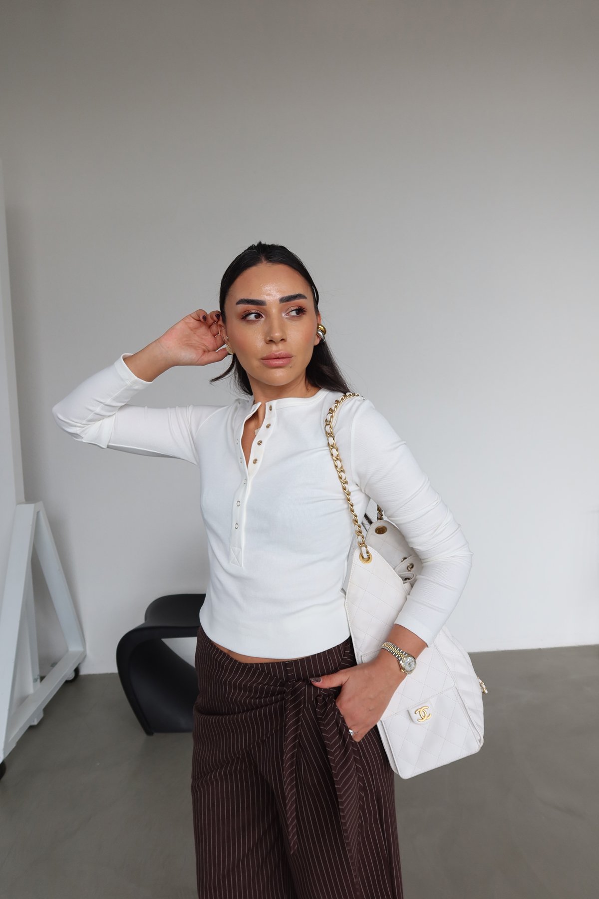 Çıtçıtlı Uzun Kollu Bluz