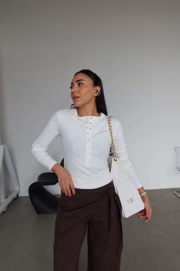 Çıtçıtlı Uzun Kollu Bluz