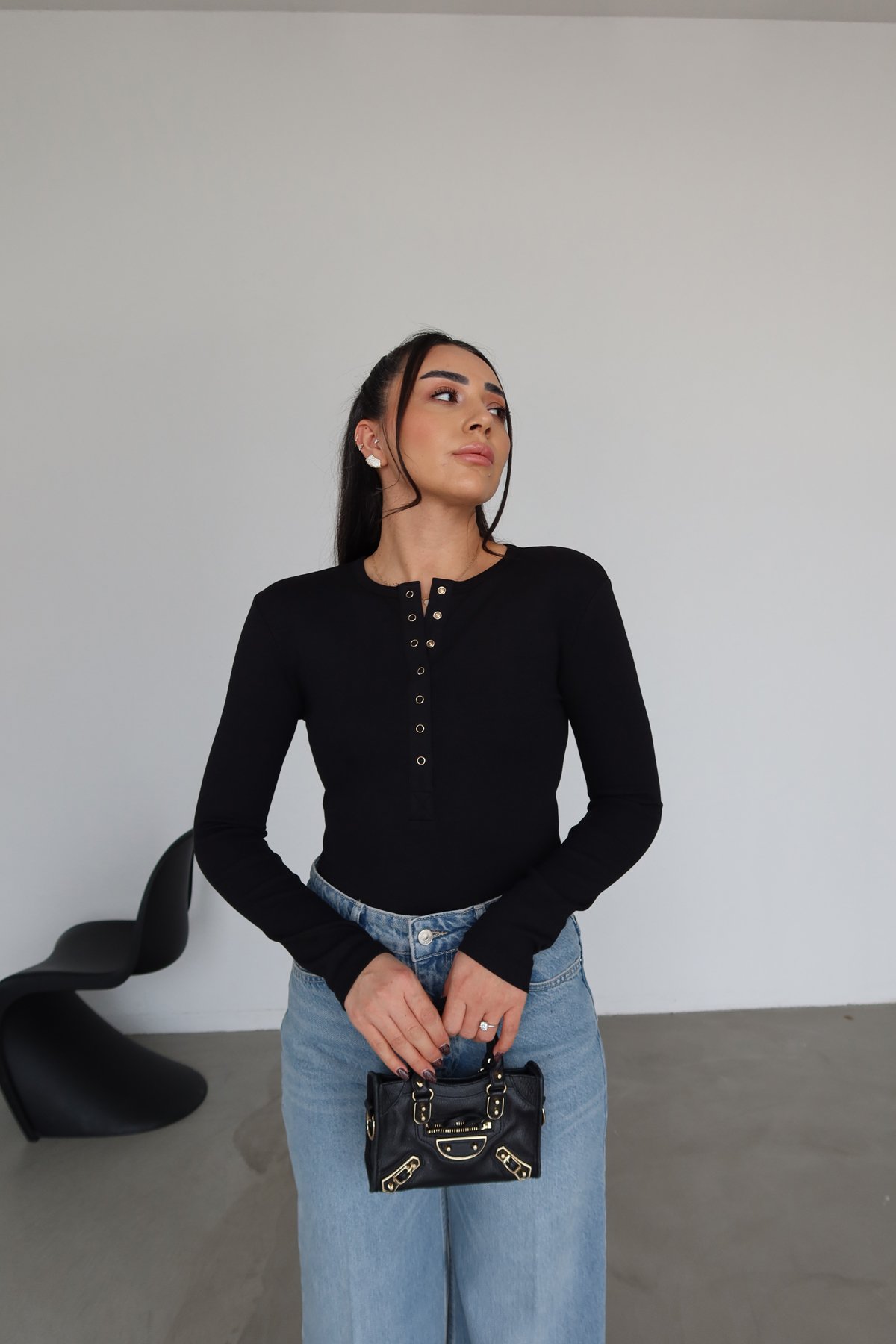 Çıtçıtlı Uzun Kollu Bluz