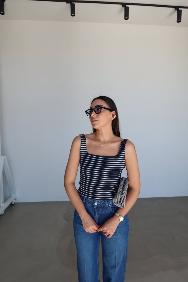 Çizgili Kalın Askılı Atlet