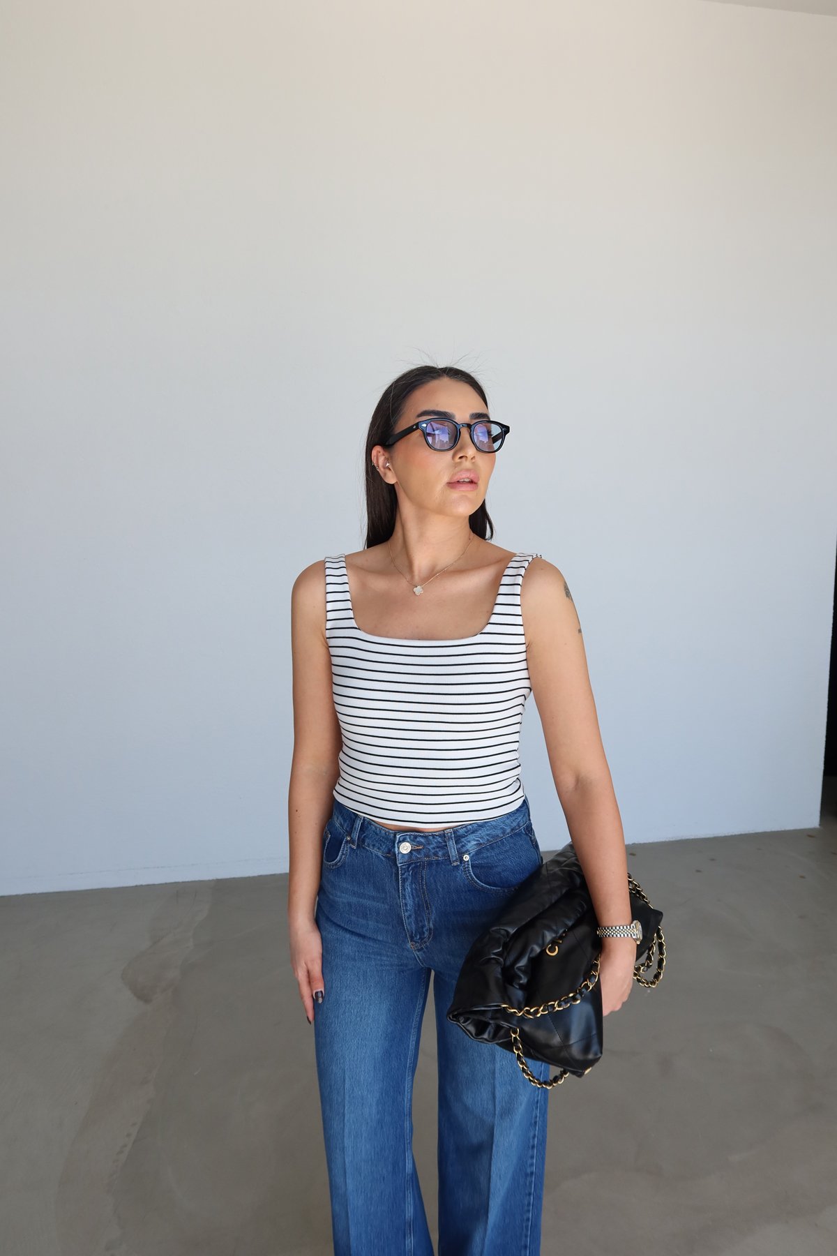 Çizgili Kalın Askılı Atlet