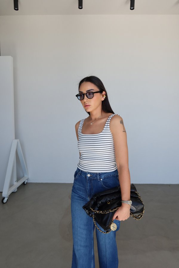 Çizgili Kalın Askılı Atlet