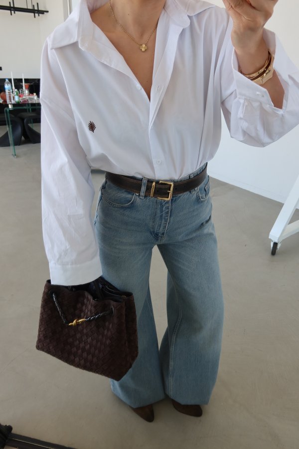 Dökümlü Kumaş Bol Paça Jean