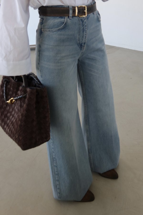 Dökümlü Kumaş Bol Paça Jean