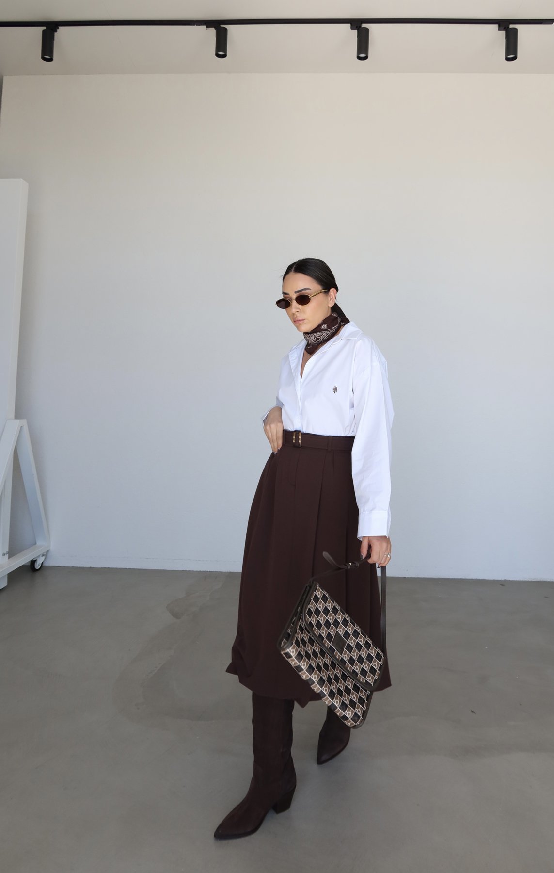 Kemerli Balon Midi Etek