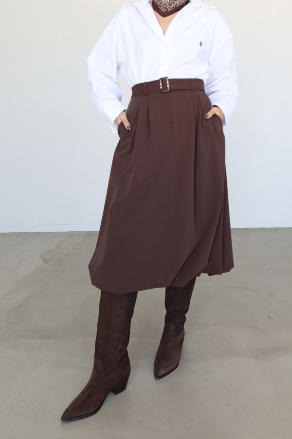 Kemerli Balon Midi Etek