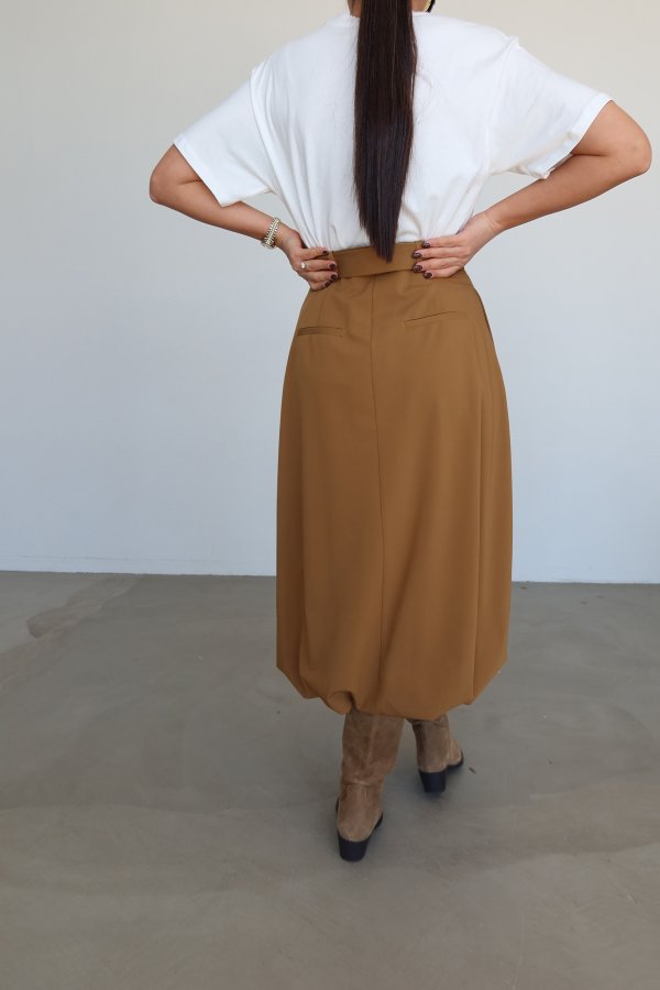 Kemerli Balon Midi Etek