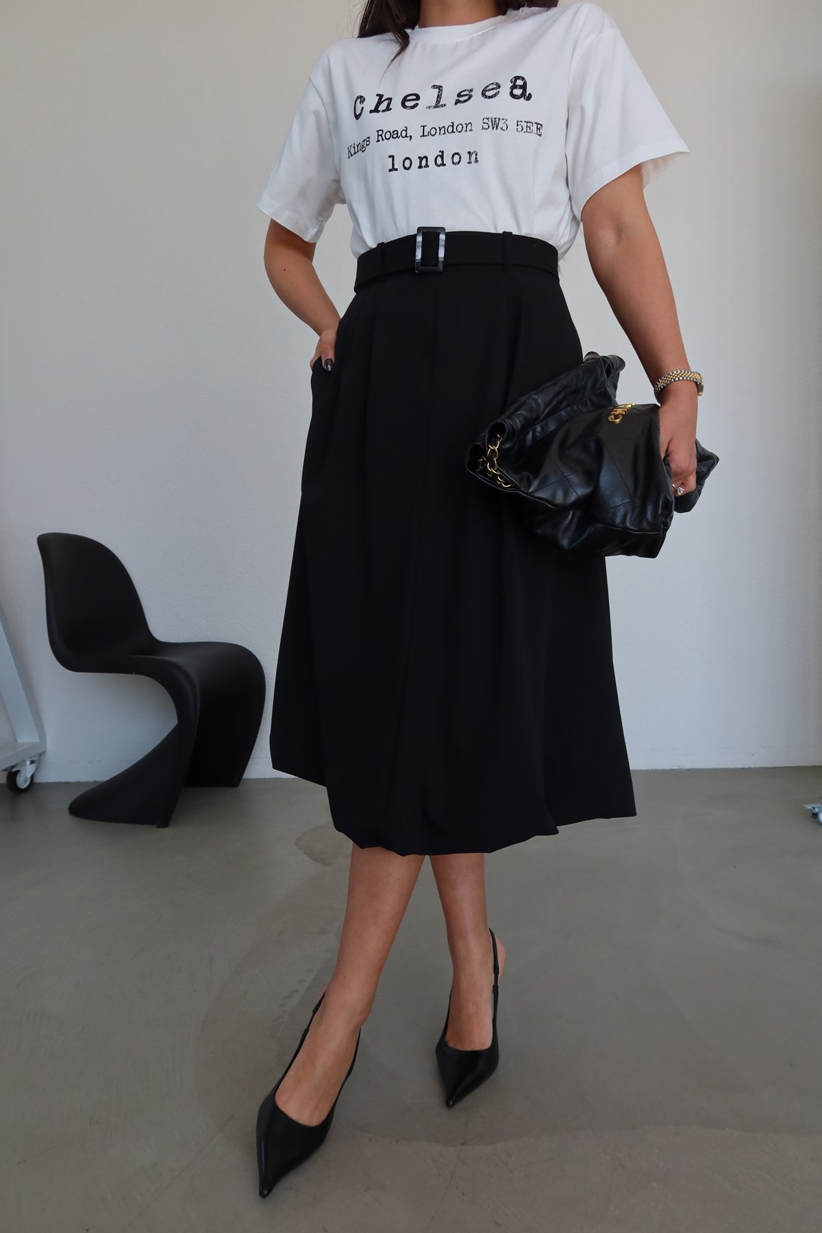 Kemerli Balon Midi Etek