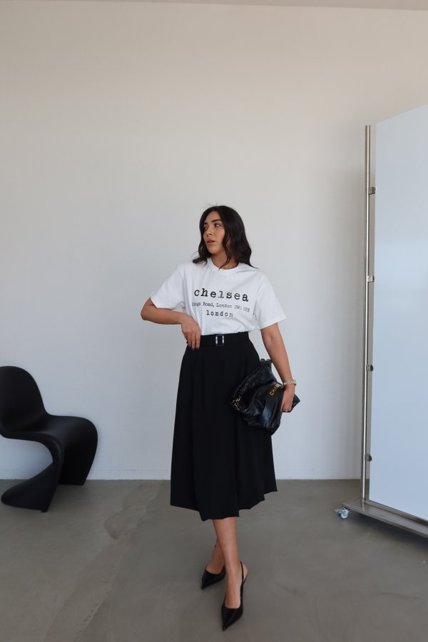 Kemerli Balon Midi Etek