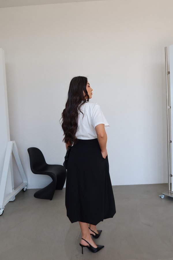 Kemerli Balon Midi Etek