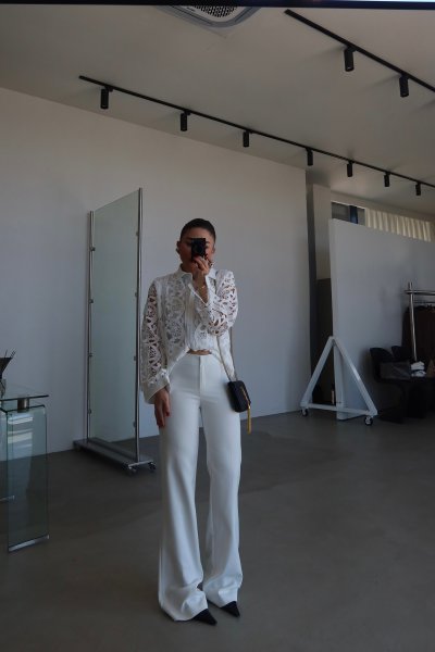 Likralı Hafif İspanyol Paça Pantolon