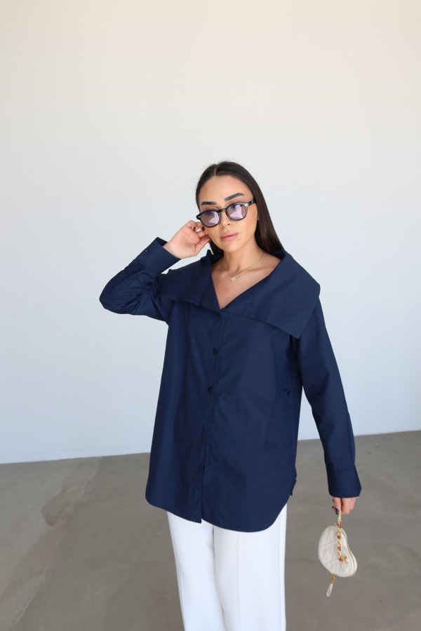 Oversize Kuşaklı Poplin Gömlek
