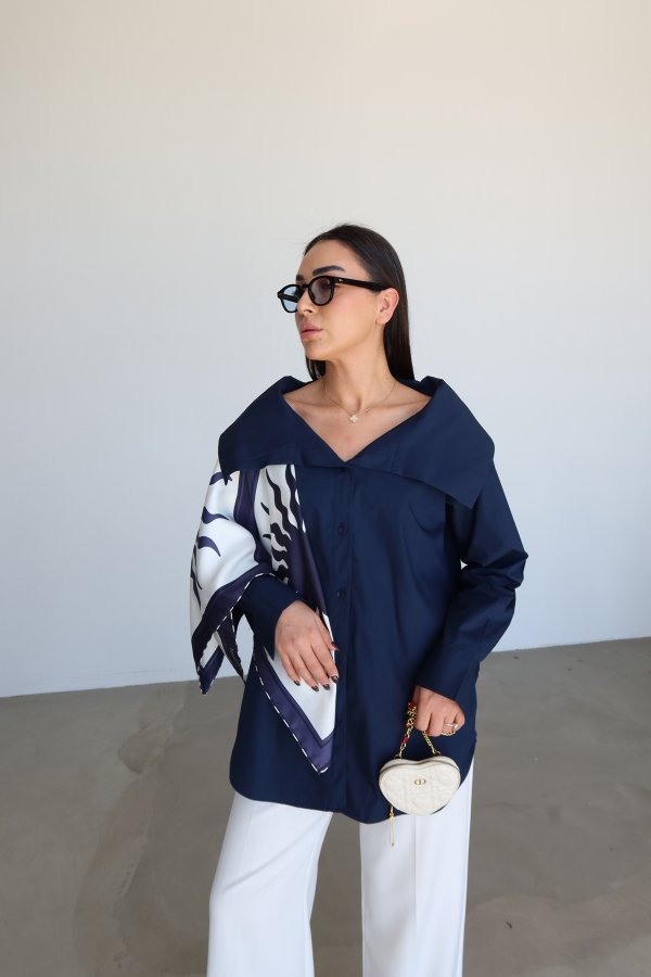 Oversize Kuşaklı Poplin Gömlek