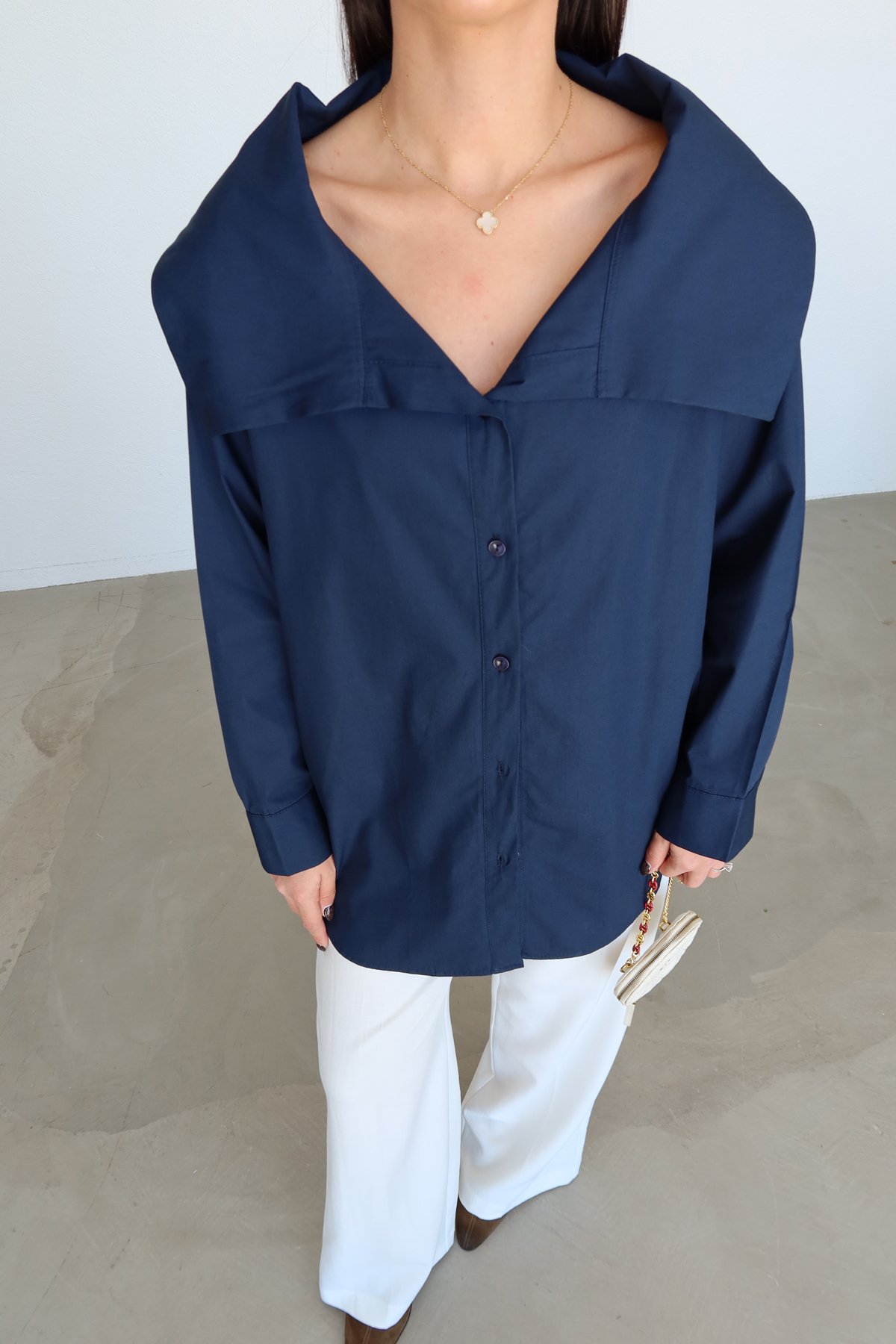 Oversize Kuşaklı Poplin Gömlek