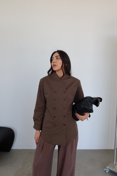 Çizgili Kruvaze Gömlek