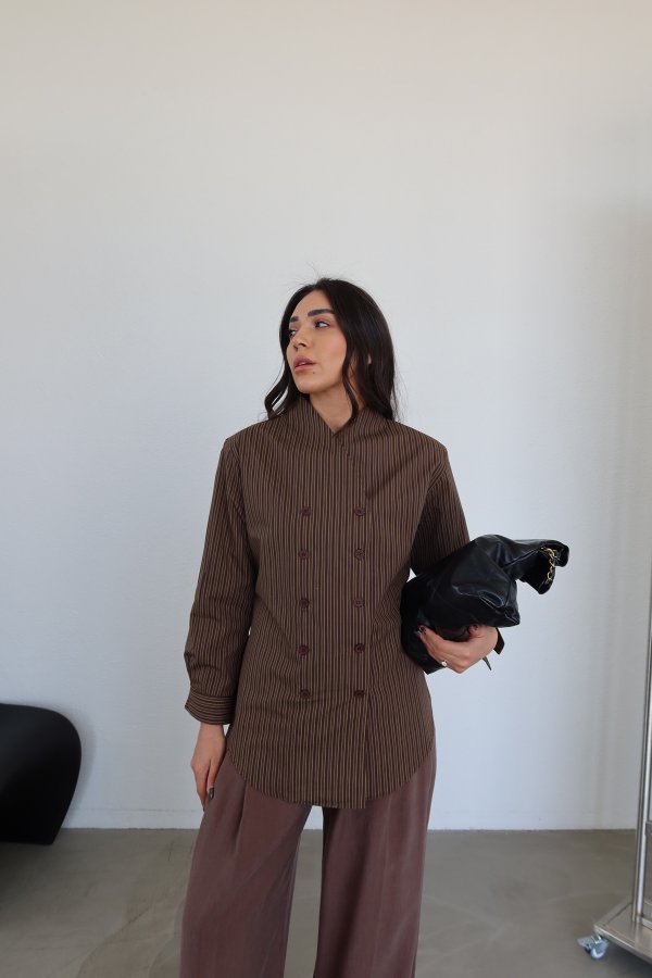 Çizgili Kruvaze Gömlek