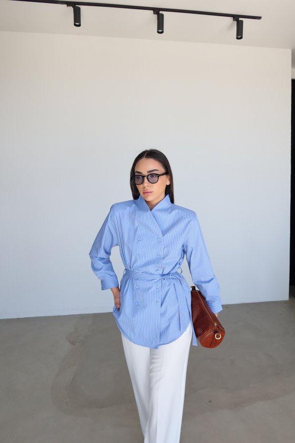 Çizgili Kruvaze Gömlek