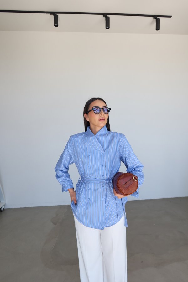 Çizgili Kruvaze Gömlek