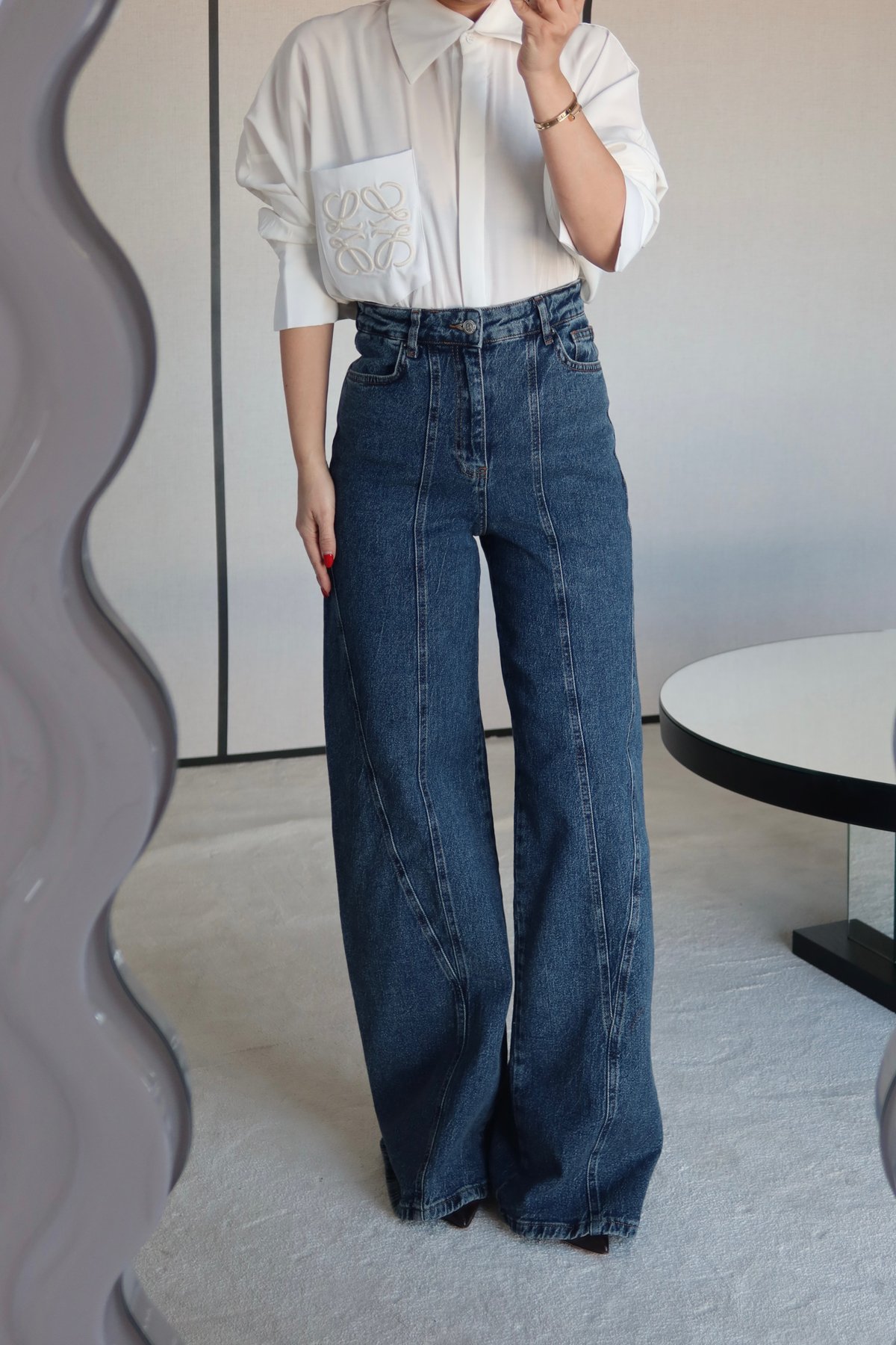 Dikiş Detaylı Wideleg Jean