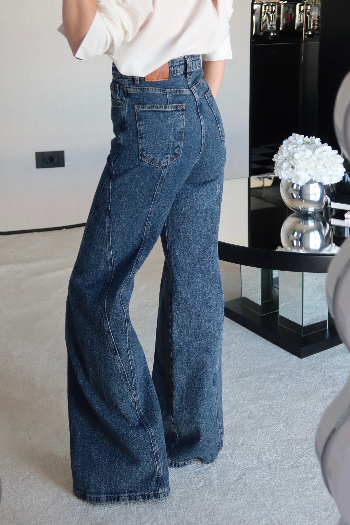 Dikiş Detaylı Wideleg Jean