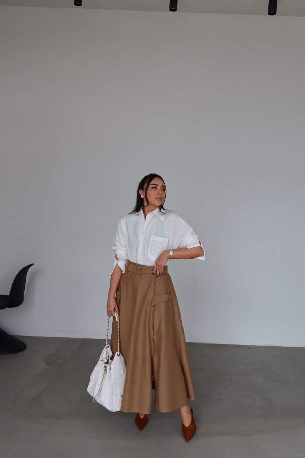 Tok Kumaş Fermuarlı Etek