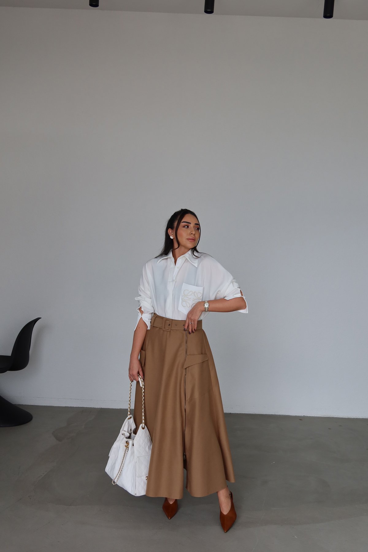 Tok Kumaş Fermuarlı Etek