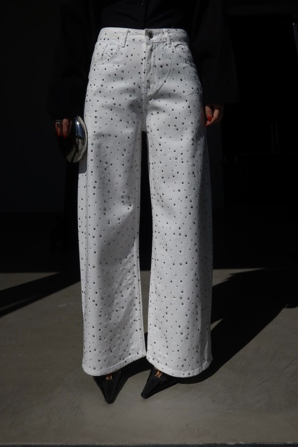 Ön Ve Arkası Taş Baskılı Jean