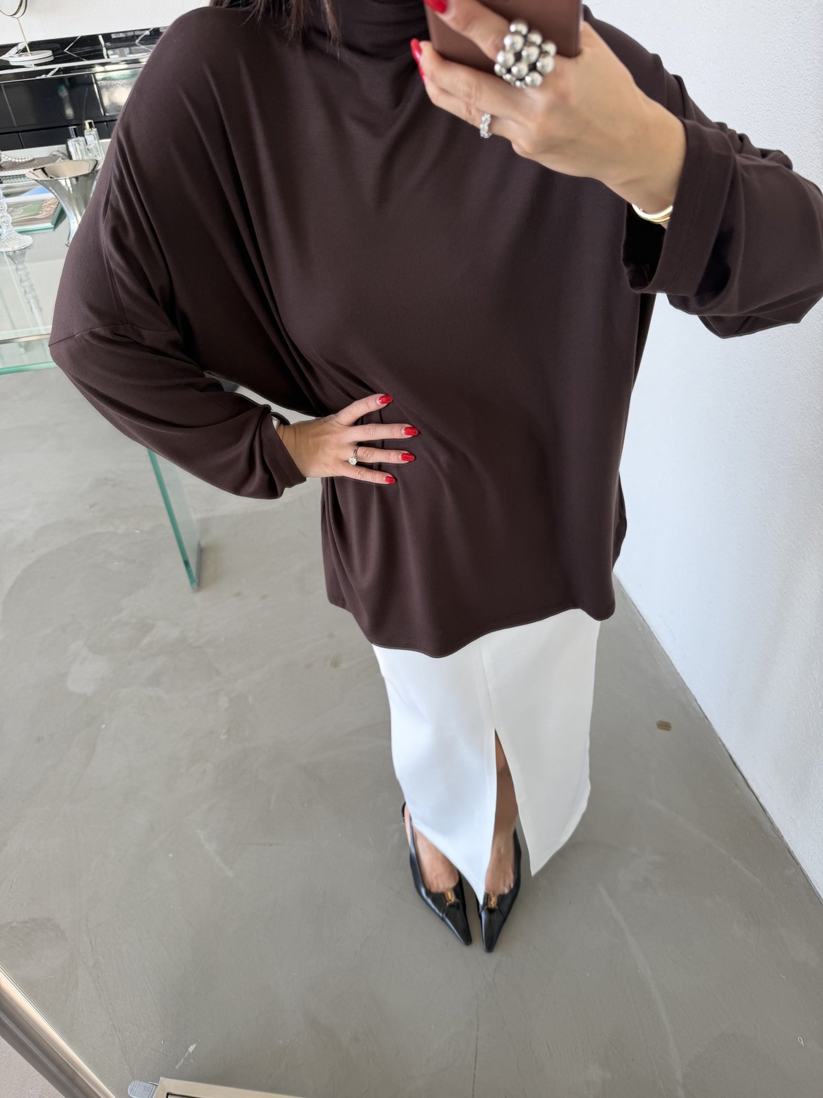 Dik Yaka Oversize Bluz