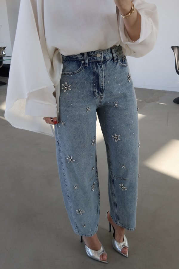 Taş İşlemeli Balon Fit Jean