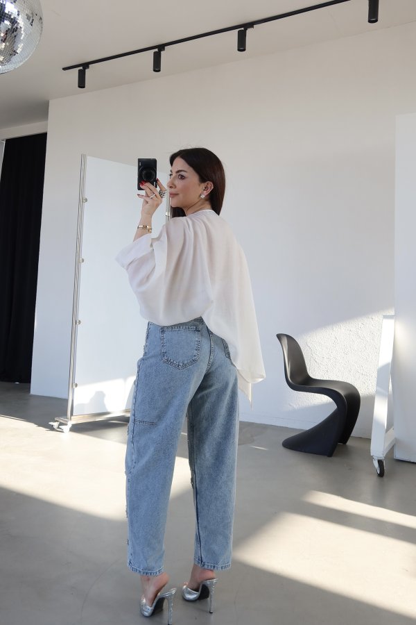 Taş İşlemeli Balon Fit Jean