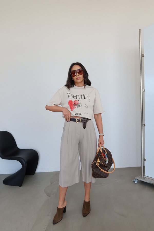 Pileli Bermuda Pantolon