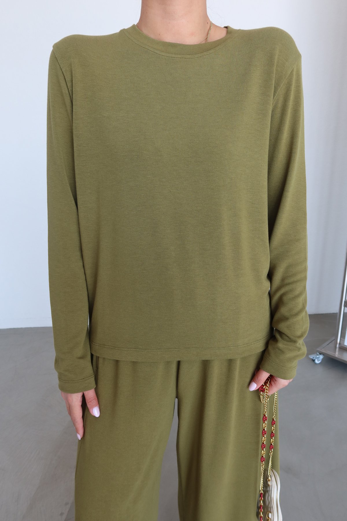 Bisiklet Yaka Uzun Kollu Bluz