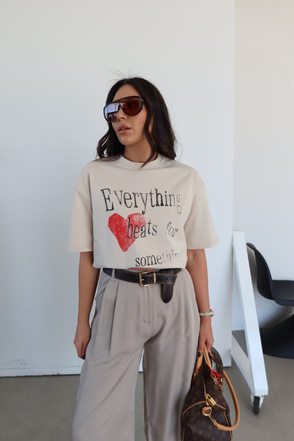 Yazı Ve Kalp Baskılı Tshirt