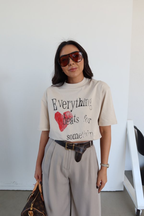 Yazı Ve Kalp Baskılı Tshirt