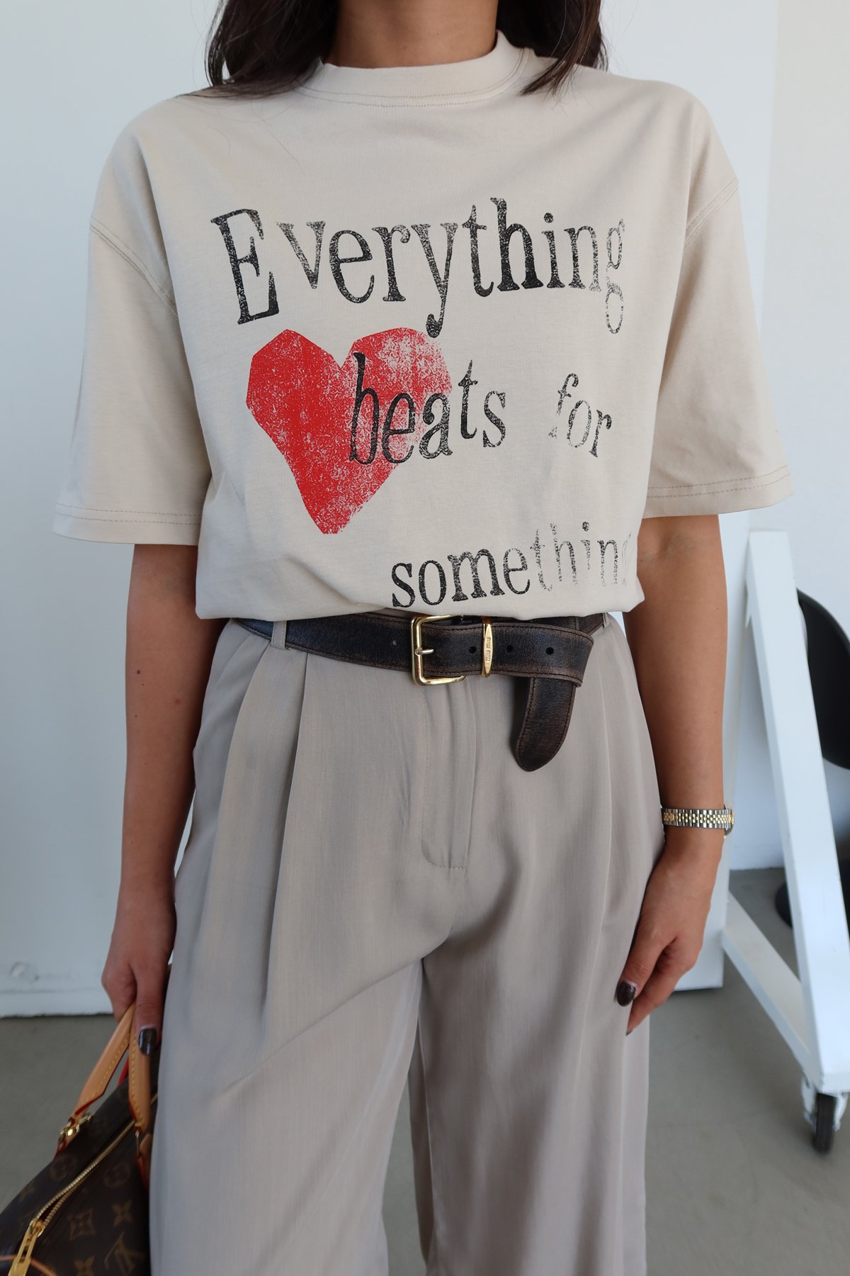 Yazı Ve Kalp Baskılı Tshirt