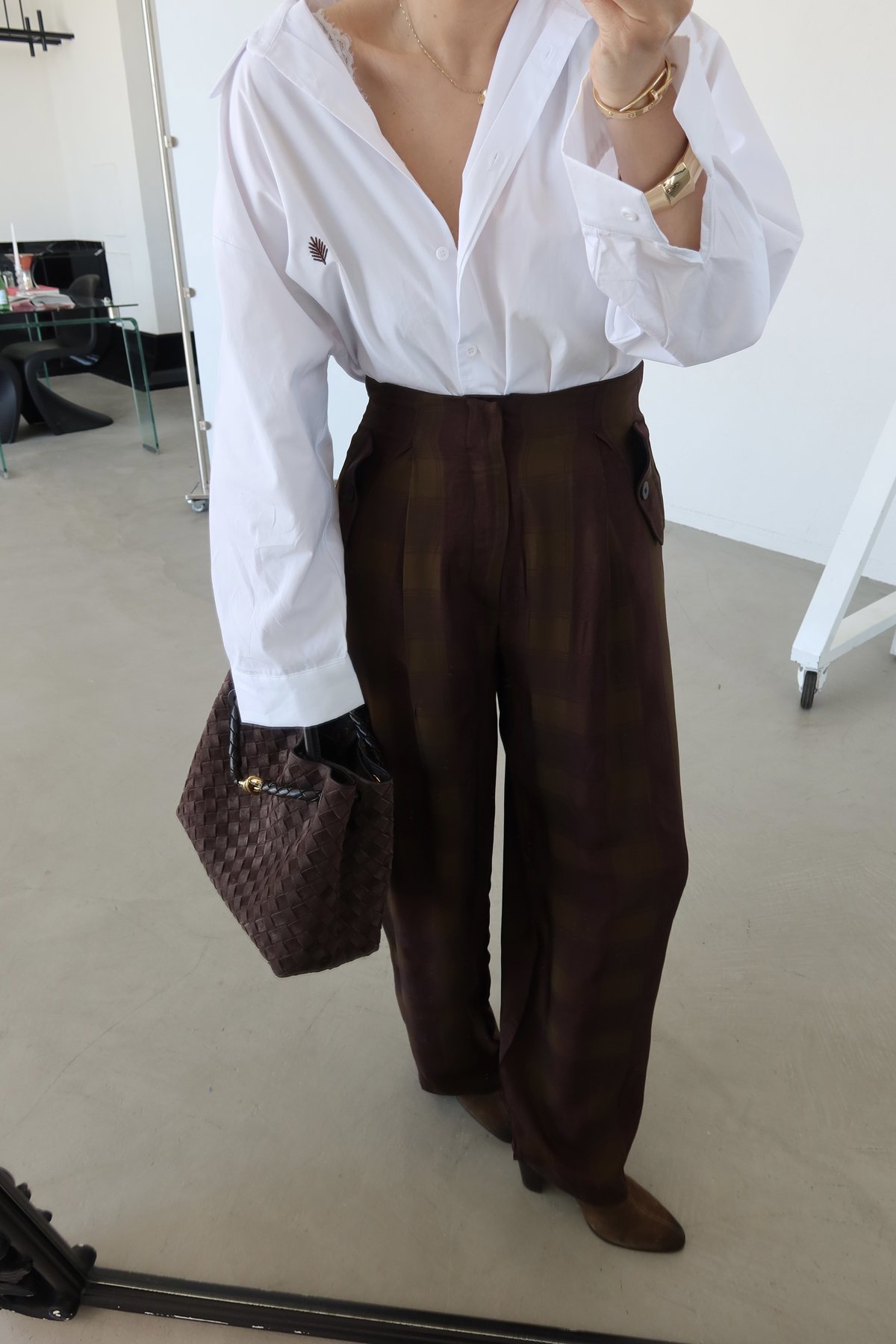 Kapak Cepli Ekoseli Pantolon