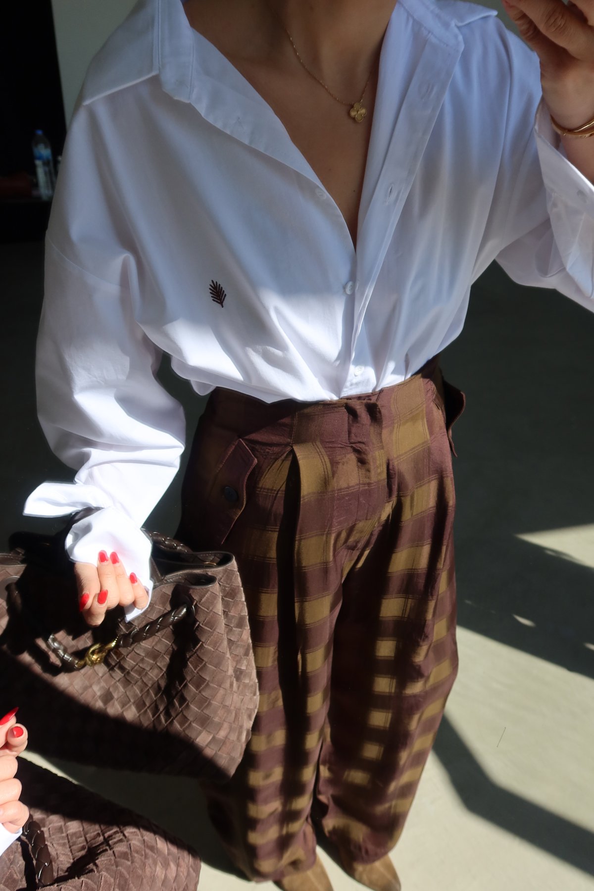 Kapak Cepli Ekoseli Pantolon