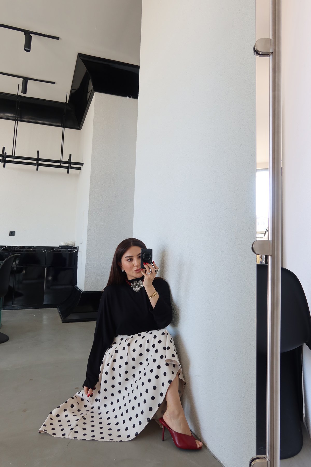 Puantiyeli Saten Etek