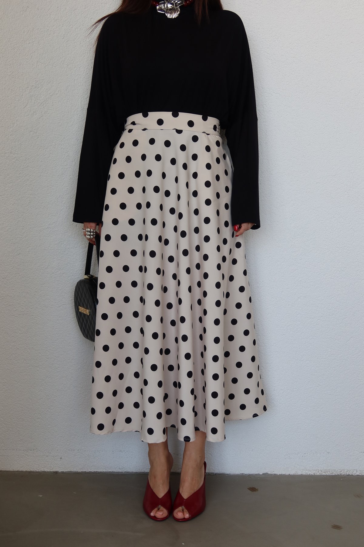 Puantiyeli Saten Etek